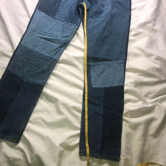 Sandro Paris Crop Patchwork denim Jeans Exposed Zipper Size 38 EU - Picture 9 of 11